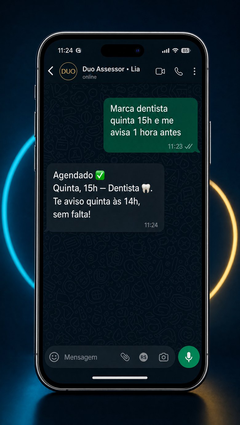 Lia agenda o dentista e cria um lembrete