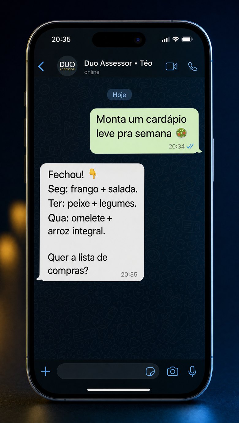 Téo monta um cardápio da semana no WhatsApp